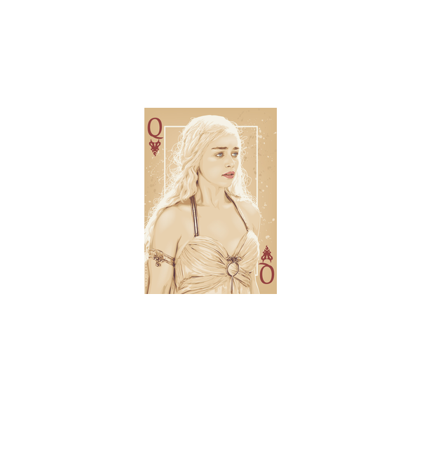 Queen Card model alb pe tricou