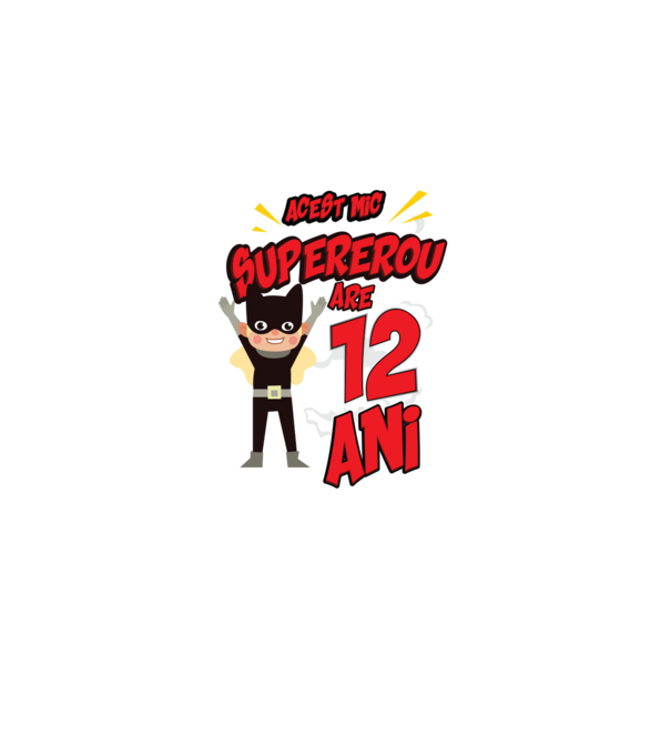 Acest mic supererou are 12 ani model negru pe tricou