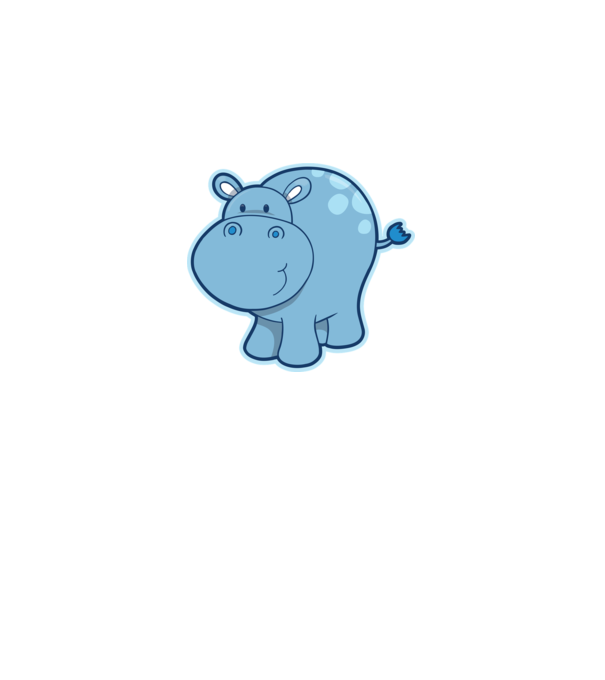 Cartoon hippo model negru pe tricou