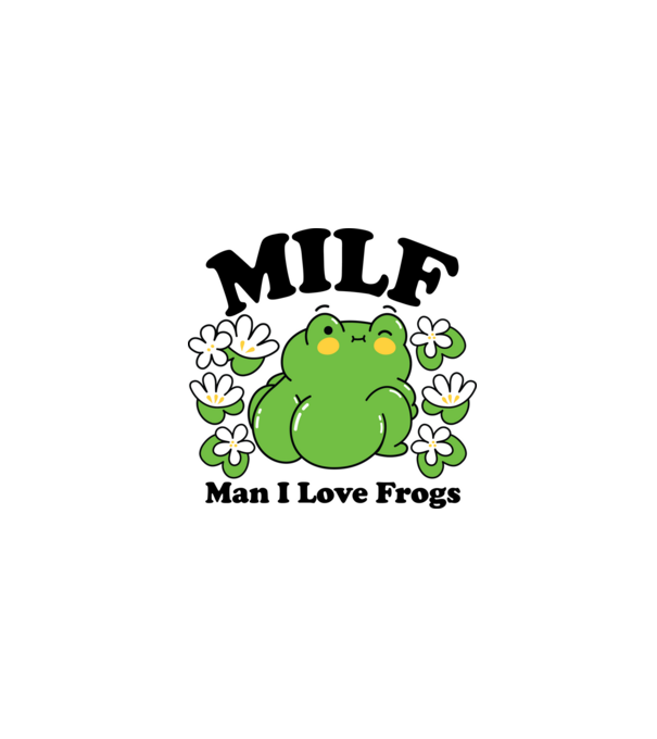 MILF man i love frogs model alb pe tricou