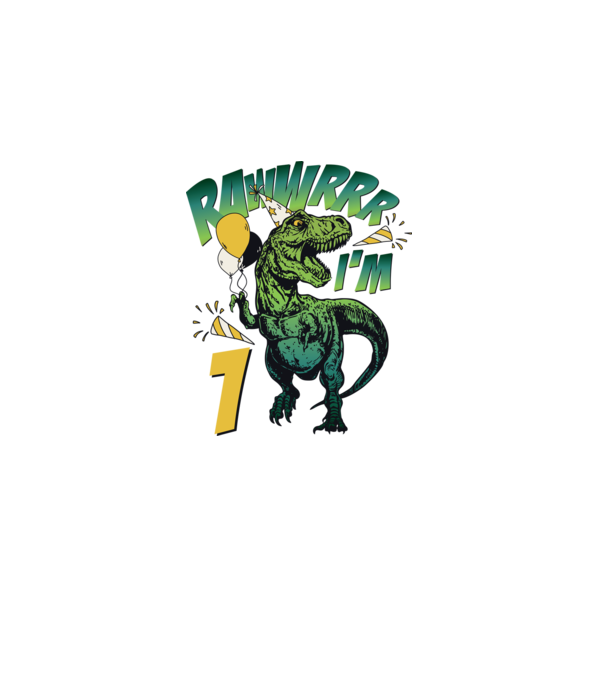 'Birthday Dinosaur rawww i''m 1' model alb pe tricou
