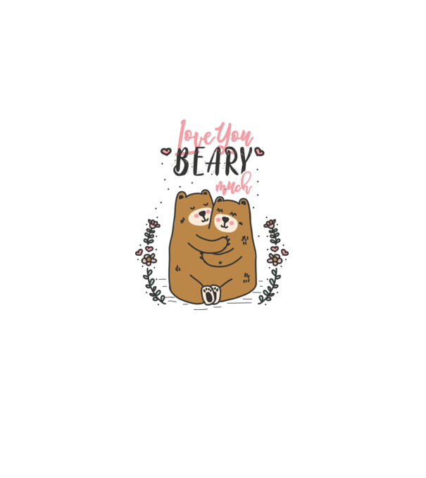 LoveU BEARY much model alb pe tricou