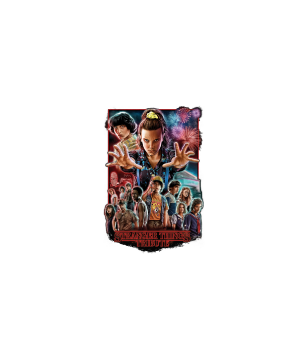 stranger things tribute poster model negru pe tricou