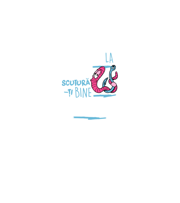 Secretul la pescuit scutură-ți bine viermele model negru pe tricou