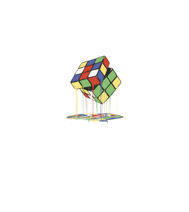 Melting Rubik cube model albastru jeanși pe tricou