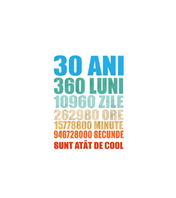 De 30 ani - luni - zile - ore - minute - secunde - sunt atât de cool model negru pe tricou