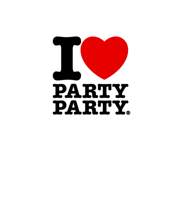 I love party party model alb pe tricou