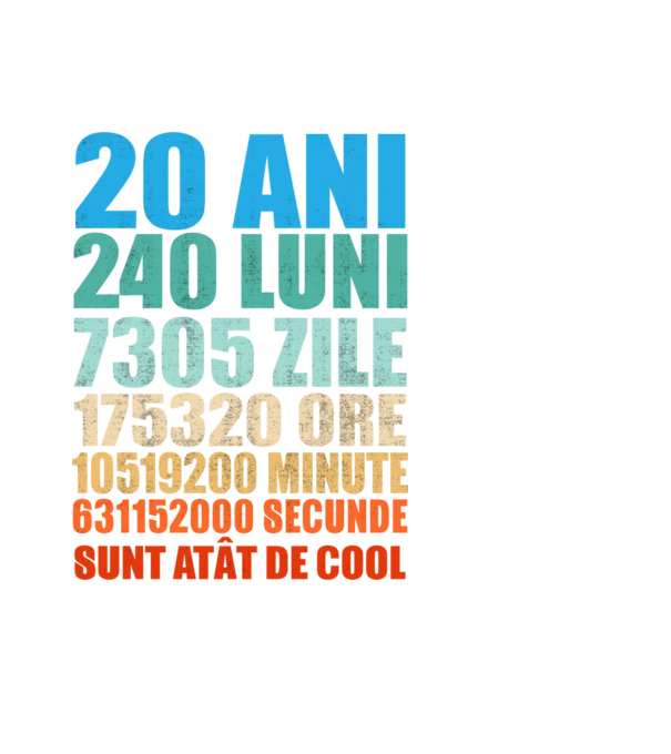 De 20 ani - luni - zile - ore - minute - secunde - sunt atât de cool model negru pe tricou