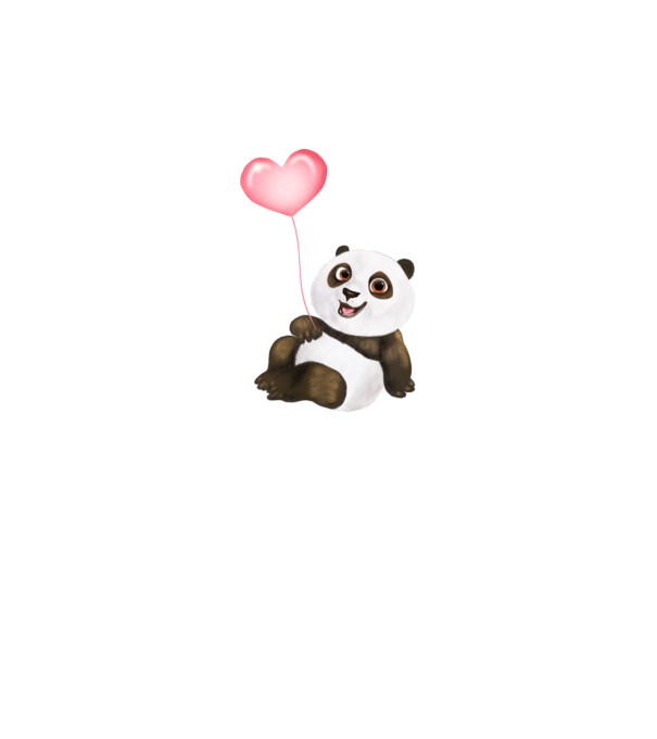 Cute panda with heart model alb pe tricou