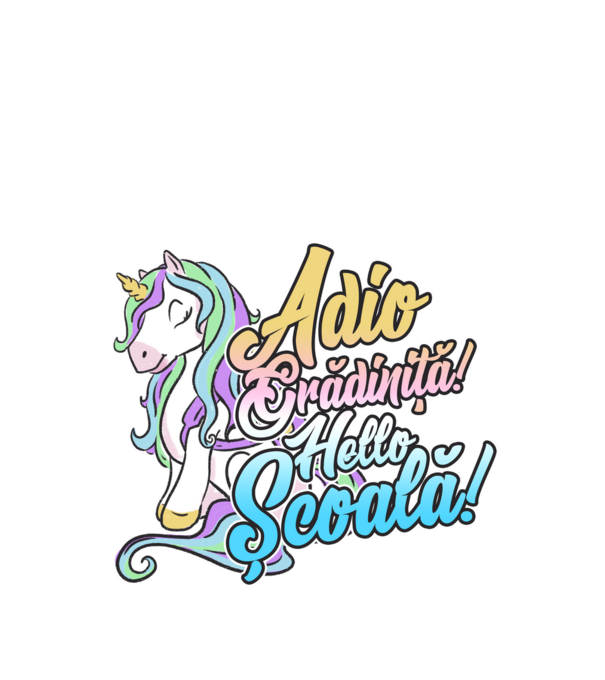 Adio grădiniță! Hello școală! model alb pe tricou