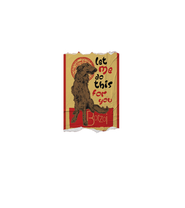 BORZOI retro poster chat noir poster texture model gri pe tricou
