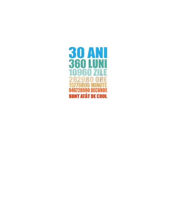 De 30 ani - luni - zile - ore - minute - secunde - sunt atât de cool model gri pe tricou
