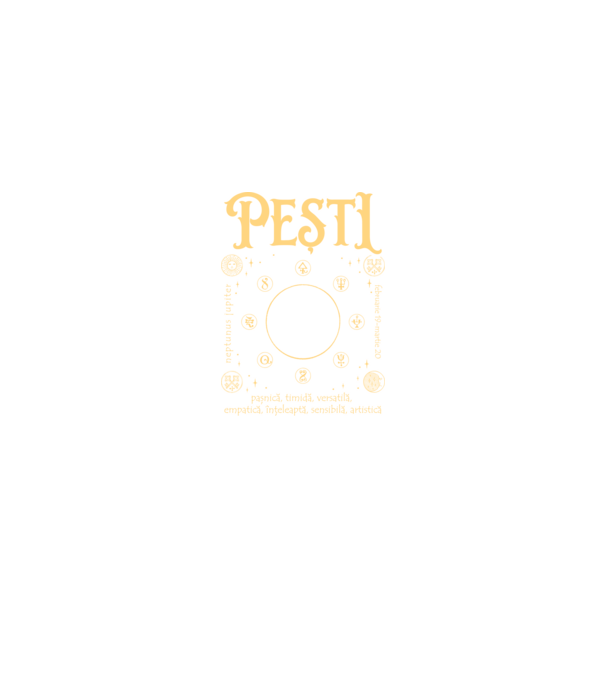 Zodiac femeie PEȘTI golden model negru pe tricou