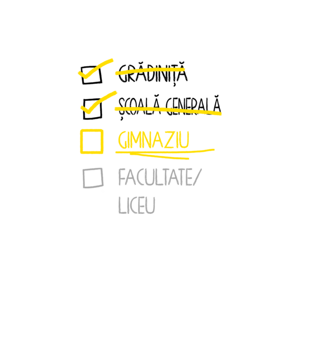 Cheklist educație - Școala primară alb model alb pe tricou