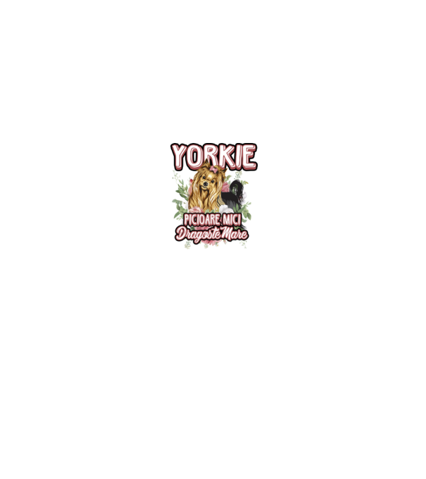 Yorkie - picioare mici dragoste mare model alb/roșu pe tricou