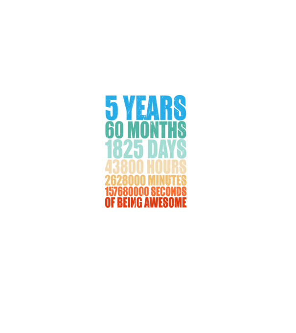 5 years of being awesome model negru pe tricou