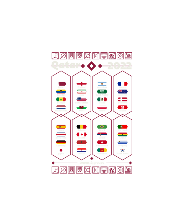 Qatar 2022 teams - groups model alb pe tricou