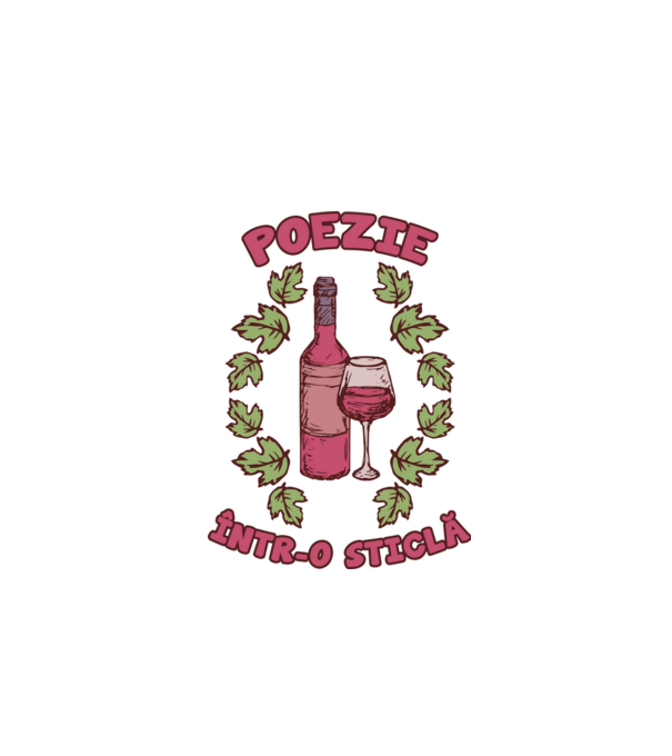 Poezie într-o sticlă model alb pe tricou
