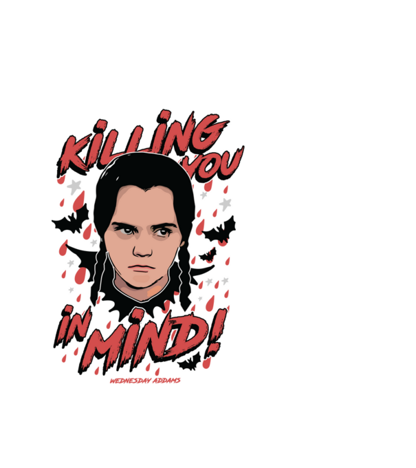 WEDNESDAY Killing You in my mind model alb pe tricou