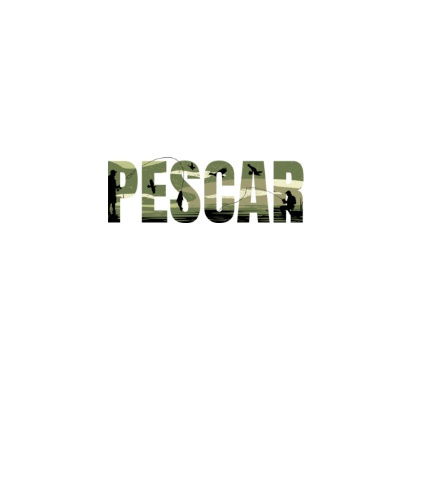 PESCAR model negru pe tricou