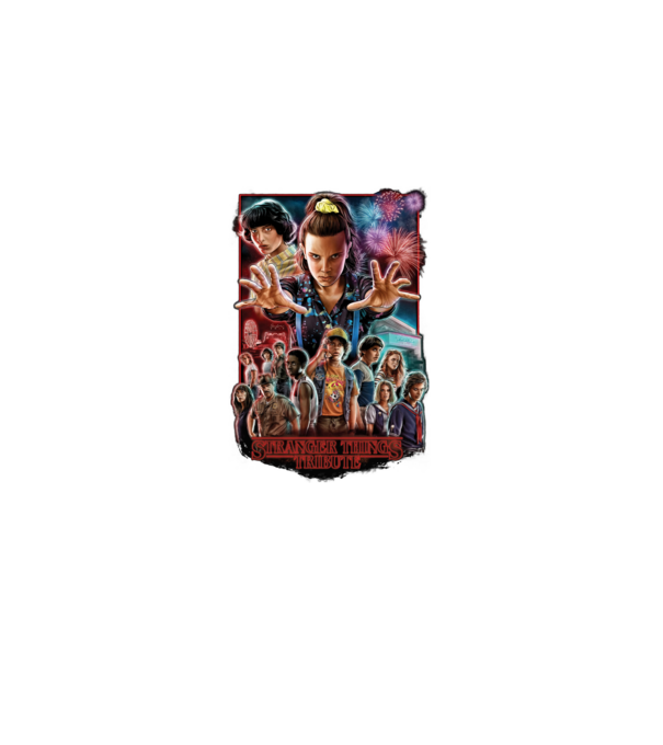 stranger things tribute poster model negru pe tricou