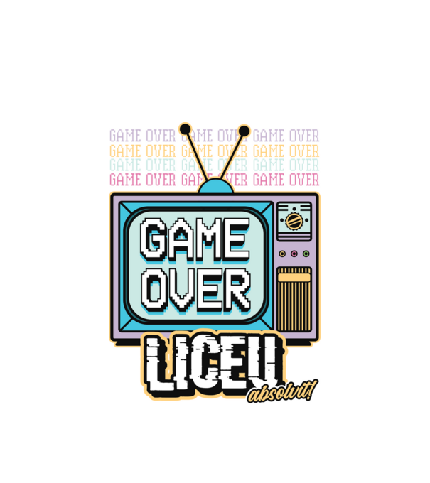 Absolvire retro liceu model alb pe tricou