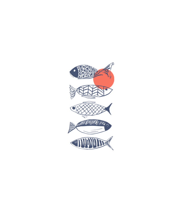 Fish model alb pe tricou