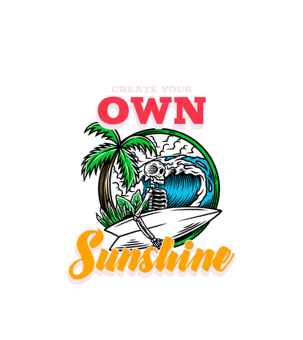 Create your own sunshine surfer skeleton model alb pe tricou