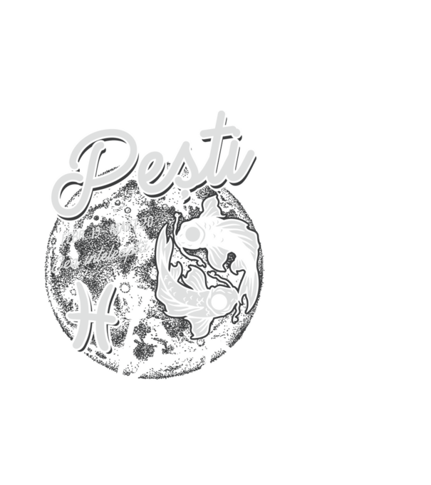Zodiac femeie PEȘTI retro model negru pe tricou