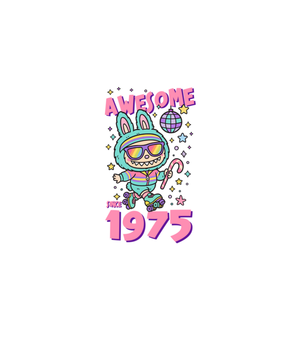 Awesome since 1975 - Labubu model negru pe tricou