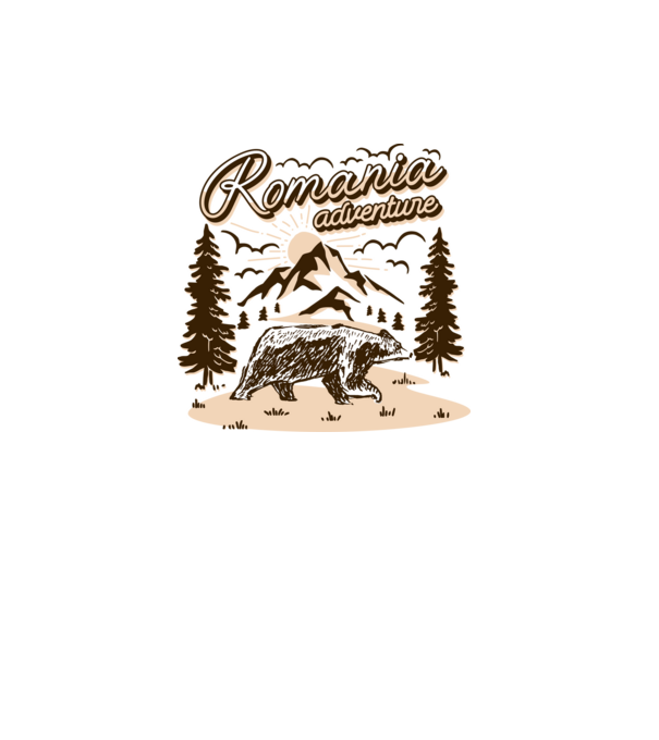 Romania bear adventure model alb pe tricou