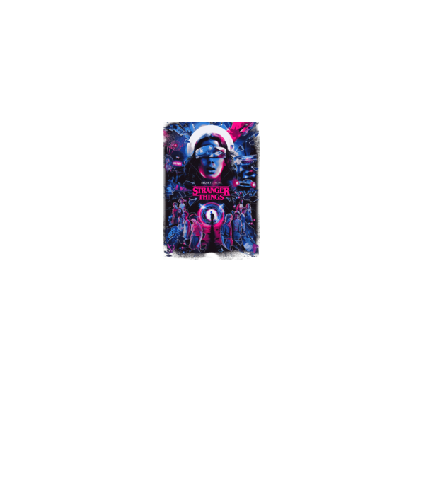 stranger things poster neon model negru pe tricou
