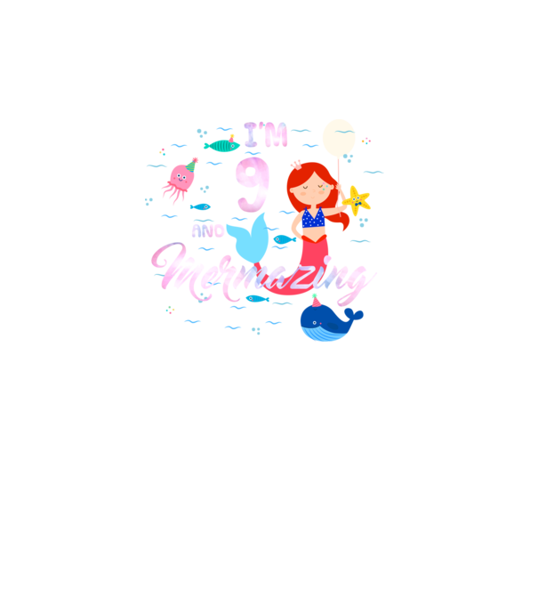 Mermazing Birthday 9 model turcoaz pe tricou