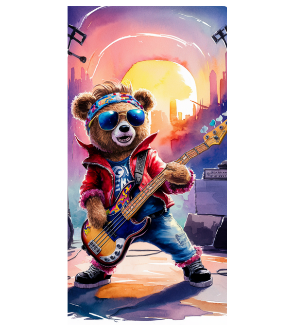 Cool teddy guitar model alb pe tricou