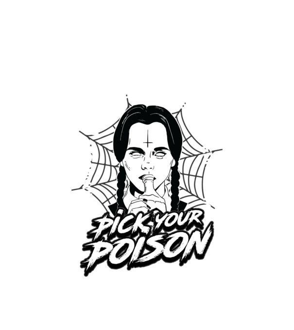 WEDNESDAY Pick your poison model alb pe tricou