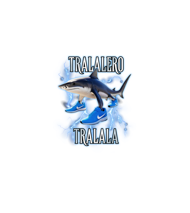 Tralalero Tralala model negru pe tricou