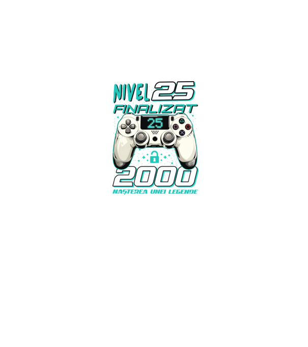 Nivel finalizat 25 2000 model negru pe tricou