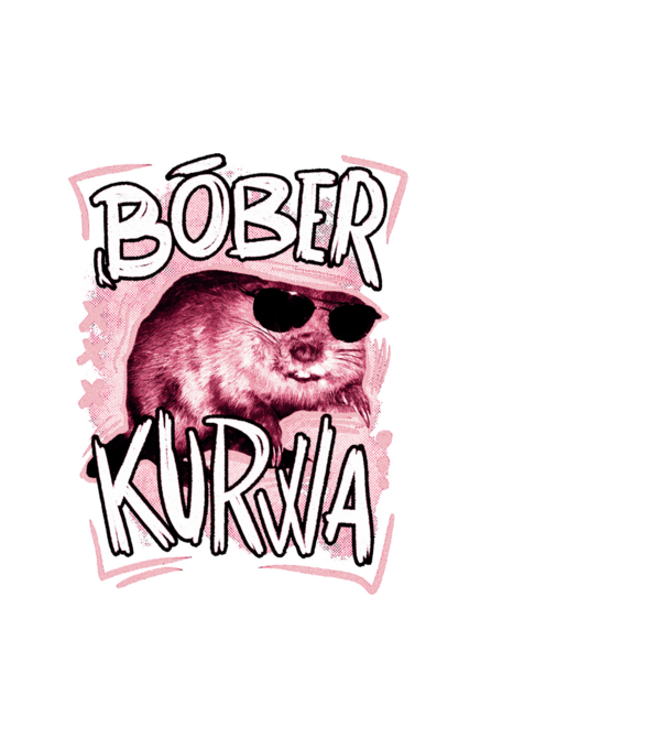 Bóber wtf model alb pe tricou