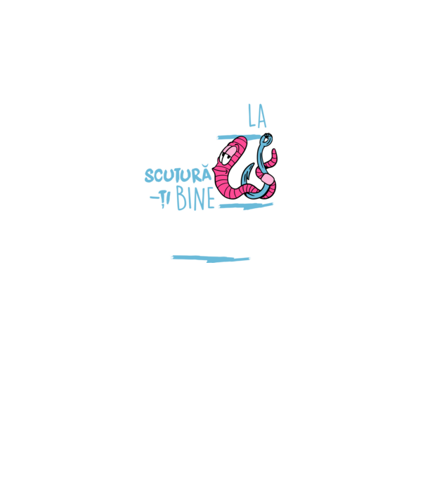 Secretul la pescuit scutură-ți bine viermele model negru pe tricou