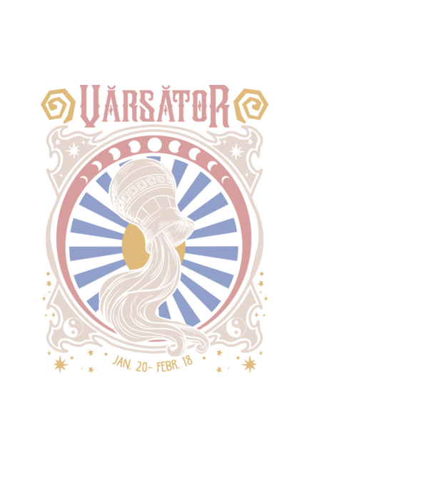 Zodiac Vintage VĂRSĂTOR model negru pe tricou