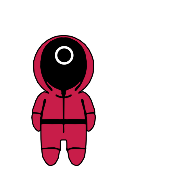 squid game figure model negru pe tricou