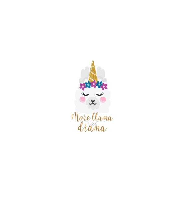 More Llama less drama model alb pe tricou