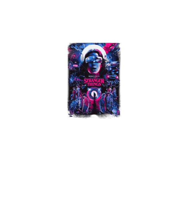 stranger things poster neon model negru pe tricou