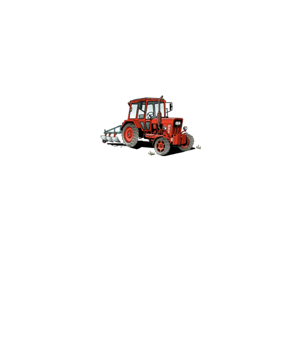 TRACTOR model alb pe tricou