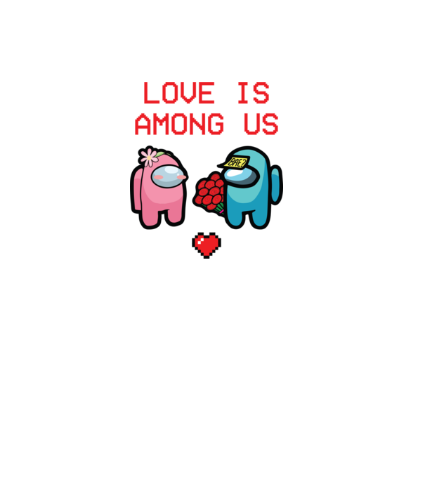 Among us love model alb pe tricou