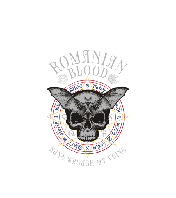 România Romanian Blood model alb pe tricou