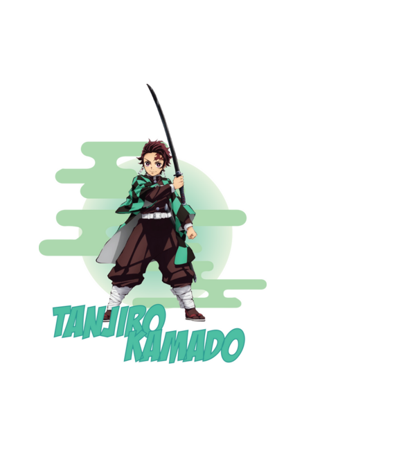 Demon Slayer Tanjiro model albastru deschis pe tricou