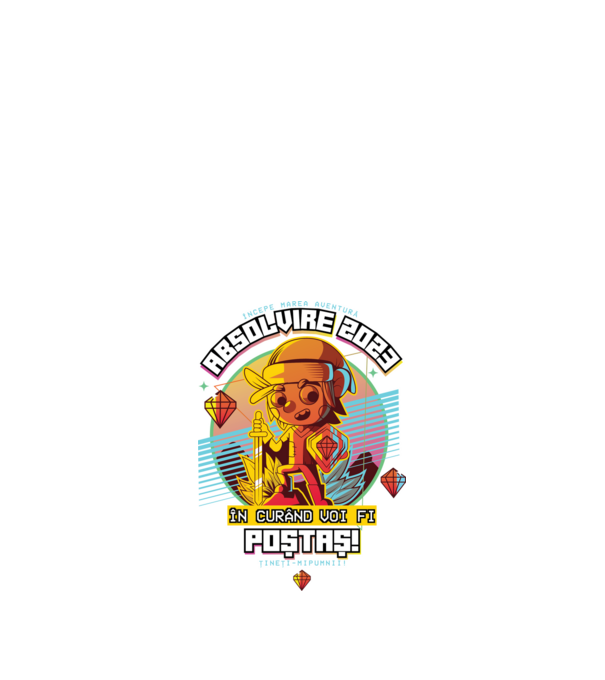 absolvire 2023 poștaș model negru pe tricou