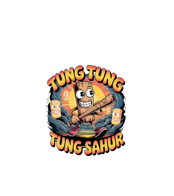 Tung Tung Tung Sahur Retro model negru pe tricou