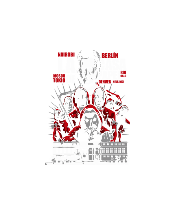 la casa de papel family model alb pe tricou